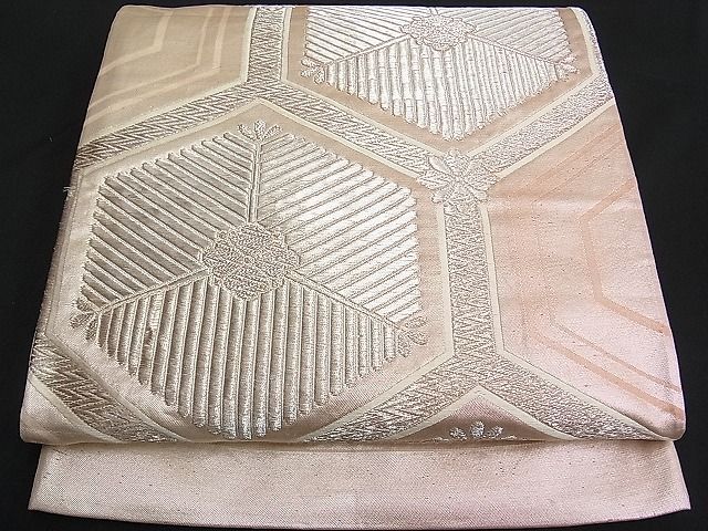 平和屋着物■西陣 六通柄袋帯 松葉花文 銀糸 逸品 n-je1637