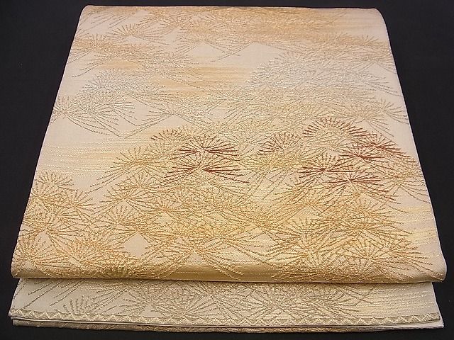 平和屋着物■六通柄袋帯　若松葉文　金銀糸　逸品　n-jx0445