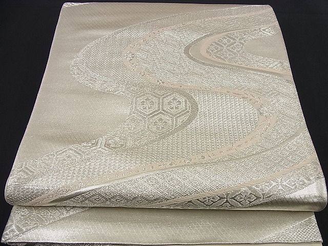 Other - 平和屋着物■西陣　六通柄袋帯　唐織　洛竹錦　吉祥流水文　銀糸　逸品　n-nr0313