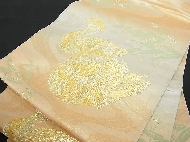 平和屋着物■六通柄袋帯　鴛鴦　金糸　逸品　op4293