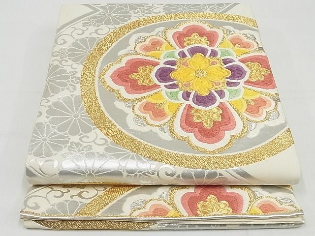 平和屋着物◎六通柄袋帯　唐織　花丸文　金銀糸　正絹　逸品　AAAH1090Aex