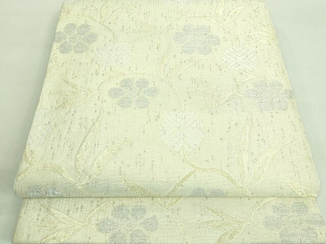 平和屋着物■極上 六通柄袋帯 笹蔓緞子 蒸栗色地 金銀糸 逸品 DZAA7715kh5