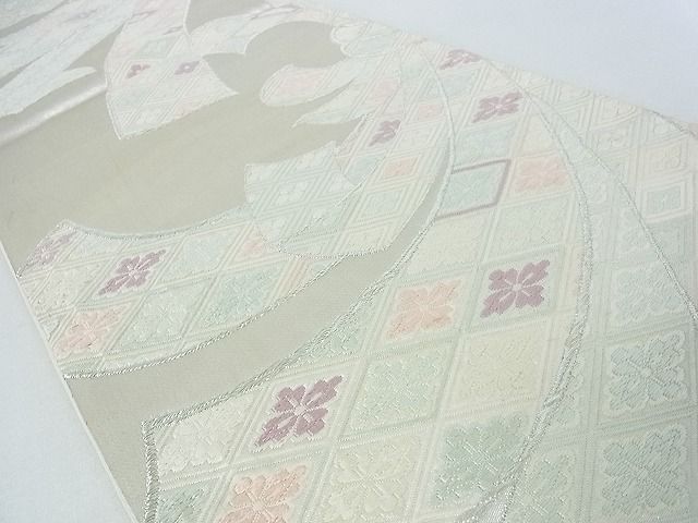 平和屋の平和屋着物■六通柄袋帯 唐織 束ね熨斗花文 銀糸 逸品 op5754｜アングル3