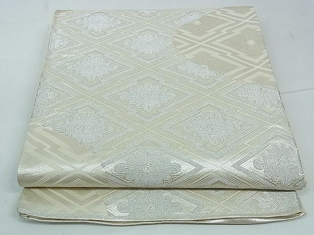 平和屋着物■西陣　六通柄袋帯　松皮菱花文　銀糸　逸品　ev1198