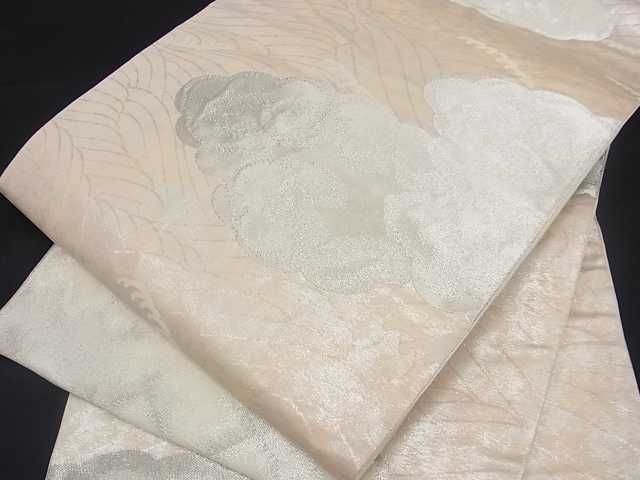 平和屋着物■六通柄袋帯　立波雲取り文　銀糸　逸品　ma2153