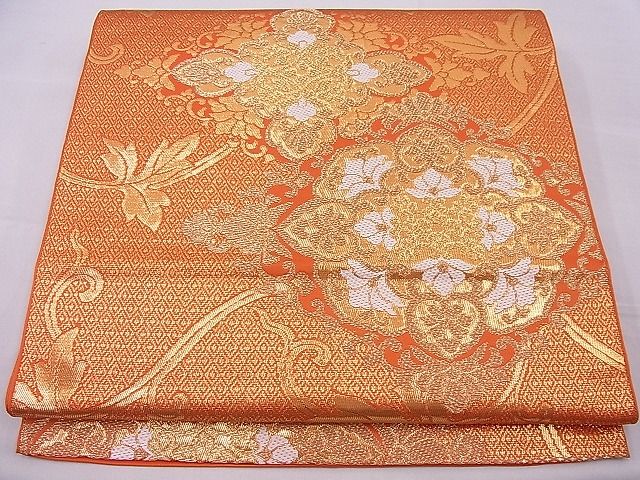 平和屋着物■六通柄本袋帯　吉祥花唐草文　金糸　逸品　n-je2762(4)