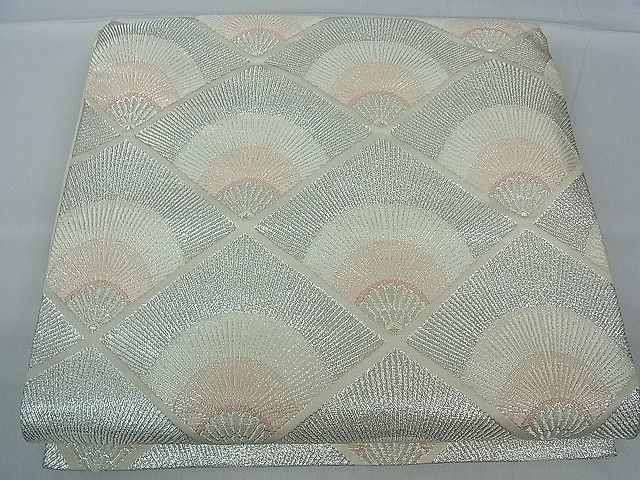 平和屋着物■六通柄袋帯　唐織　菱青海波　銀糸　逸品　th2627