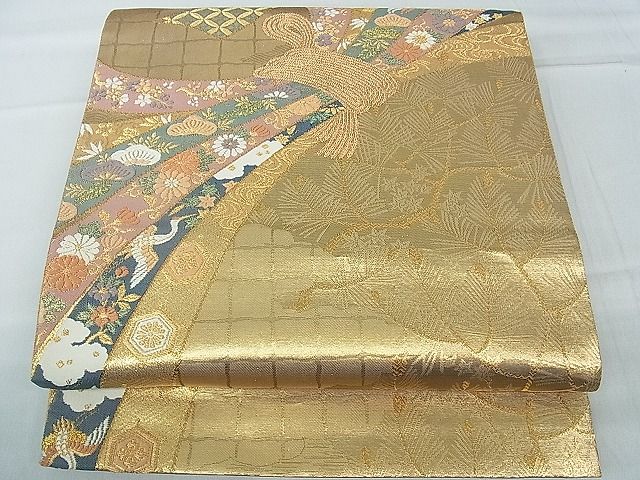 Rakuten - 平和屋着物■六通柄袋帯　唐織　綾錦金彩　束ね熨斗吉祥草花文　逸品　th2650