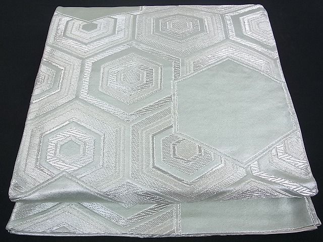 平和屋着物■六通柄袋帯　亀甲文　銀糸　逸品　ud0104