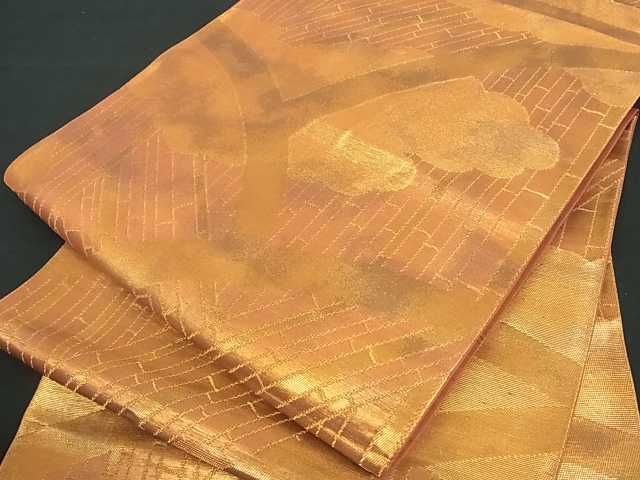 平和屋着物■六通柄袋帯　雲取籬文　金糸　引箔　逸品　ud0328