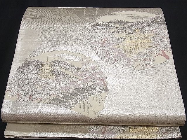 Other - 平和屋着物■六通柄袋帯　唐織　道長遠山樹林風景文　金銀糸　逸品　ng3096