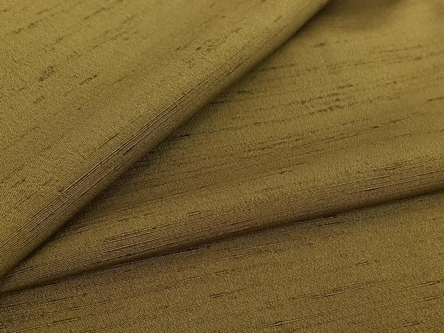 平和屋着物▽男性　紬　単衣　草色　正絹　逸品　AABF0082jh