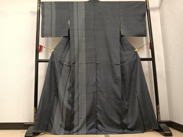 平和屋着物●訪問着　紬地　舞葉間道　金糸　正絹　逸品　AABF8779ph