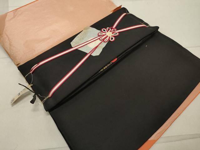 平和屋着物▼羽織・コート　黒生地　反物　羽尺　逸品　未使用　DAAX6893zy