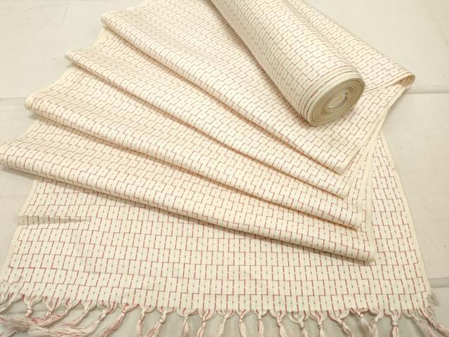 平和屋着物▼紬　反物　着尺　幾何学文　逸品　未使用　DAAX6926zy