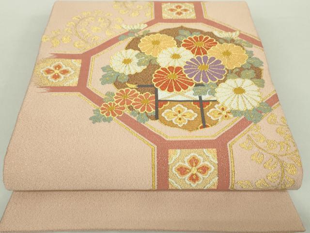 平和屋着物●爪掻き本綴れ　太鼓柄袋帯　蜀江花文　金銀糸　正絹　逸品　DABA1646ps