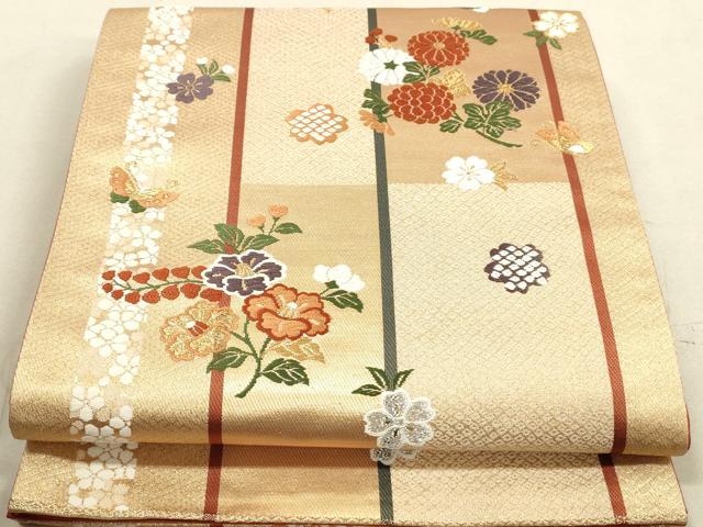 Other - 平和屋着物◎六通柄袋帯　唐織　草花間道　金銀糸　正絹　逸品　DAAY4977qa