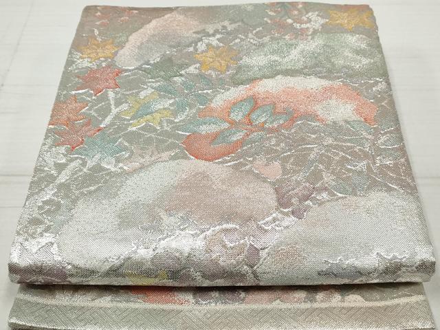平和屋着物◎佐賀錦　六通柄袋帯　藤花房文　楓　銀糸　正絹　逸品　DAAZ1009qa