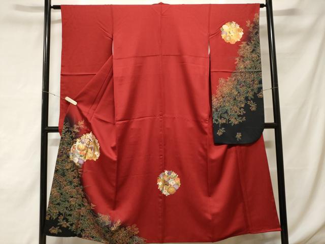 平和屋着物■豪華振袖　御所車花丸文　暈し染め　金彩　正絹　逸品　CABF4171ev
