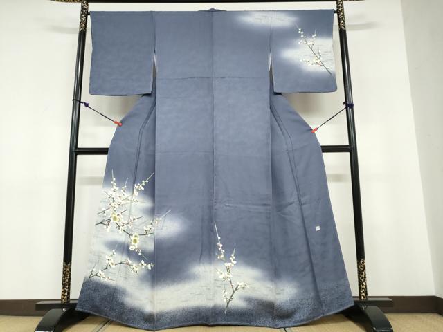 平和屋着物●人間国宝・羽田登喜男　訪問着　枝梅文　暈し染め　正絹　逸品　未使用　DABD9255ud