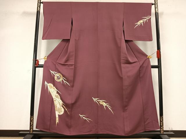 平和屋着物▽訪問着　単衣　駒刺繍　雪輪花文　金銀糸　金彩　やまと誂製　正絹　逸品　AABD0154fy