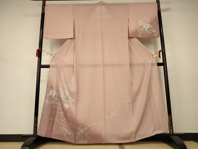 平和屋着物＊夏物　訪問着　絽　紫陽花　暈し染め　銀彩　正絹　逸品　AABD3300jd