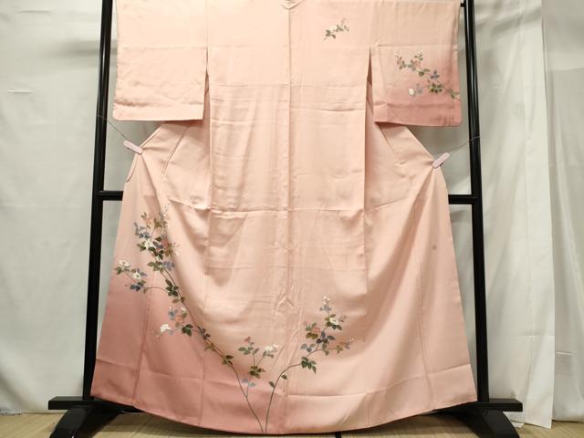 Rakuten - 平和屋着物■訪問着 友禅 作家物 枝花文 暈し染め 正絹 逸品 CABF6717ou