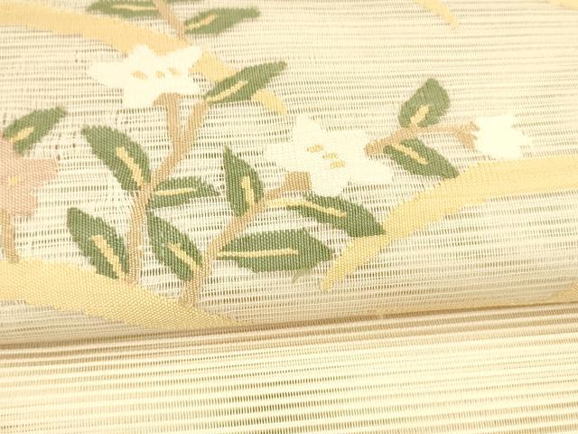 平和屋の平和屋着物＊夏物 八寸名古屋帯 絽綴れ 枝花芝文 正絹 逸品 DAAY8363cm｜アングル3