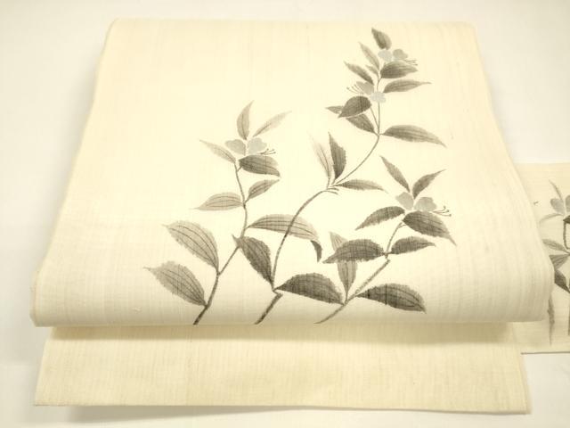 Rakuten - 平和屋着物＊夏物　九寸名古屋帯　手描き　枝花文　正絹　逸品　DAAY8374cm