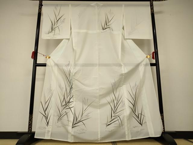 Kimono - 平和屋着物＊夏物　訪問着　絽　草葉文　洗える着物　AABD4500jd