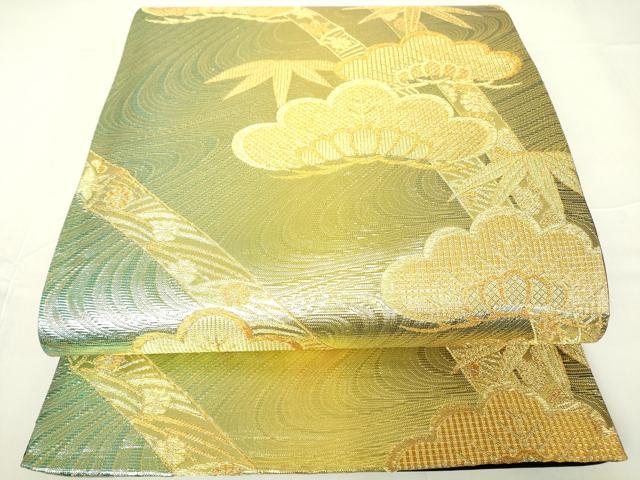 平和屋着物▼西陣　六通柄袋帯　笹竹松文　金糸　正絹　逸品　DAAX3702az