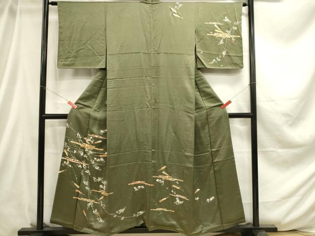 Rakuten - 平和屋着物■訪問着　駒刺繍　エ霞扇面花文　金彩　鈴乃屋扱い　正絹　逸品　未使用　DABC9624qp