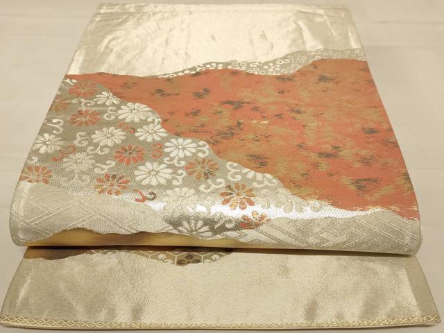 平和屋着物◎六通柄袋帯　道長花文　金銀糸　引箔　正絹　逸品　AABC8341dt