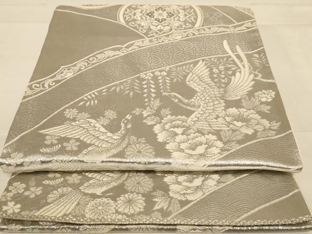 Rakuten - 平和屋着物◎六通柄袋帯 花鳥文 銀糸 正絹 逸品 AABC8345dt