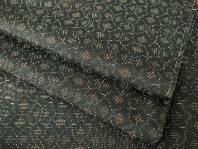 平和屋着物●本場大島紬　幾何学文様　黒地　正絹　逸品　未使用　AABJ8165ck