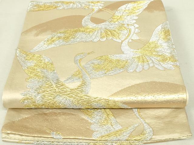 平和屋着物◎六通柄袋帯　群れ鶴　金銀糸　正絹　逸品　DAAY6604qp
