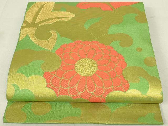 平和屋着物◎織物一筋名門　織悦　全通柄　本袋帯　立波花文　金糸　正絹　逸品　DAAY6609qp