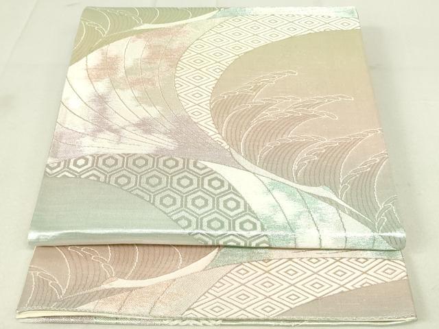 平和屋着物◎六通柄袋帯　吉祥立波文　金銀糸　正絹　逸品　DAAY6617qp