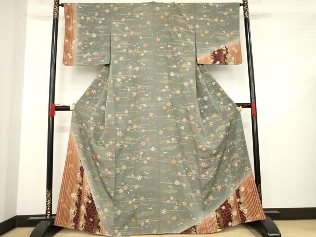 平和屋着物●訪問着　草花文　金彩　正絹　逸品　未使用　AABD1608ck