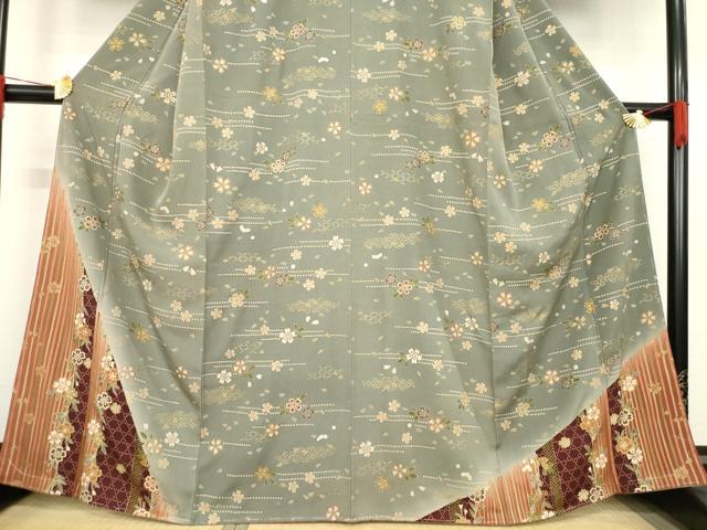 平和屋着物●訪問着　草花文　金彩　正絹　逸品　未使用　AABD1608ck