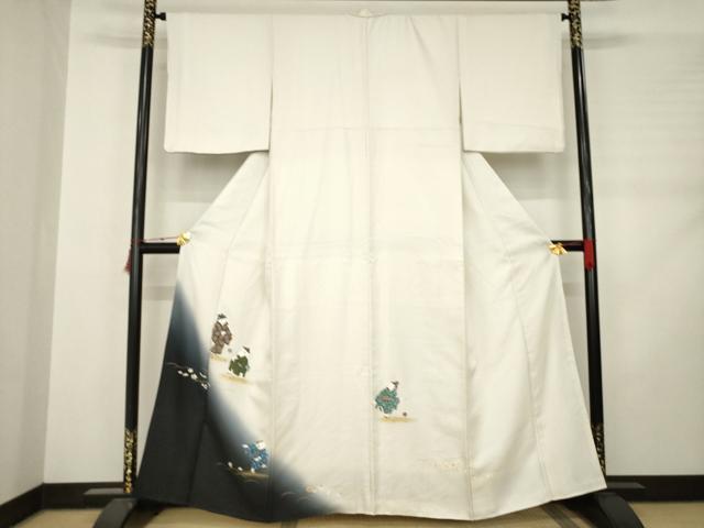 平和屋着物●訪問着 お召地 童子 暈し染め 正絹 逸品 AABC9961ck