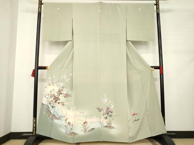 平和屋着物●訪問着 友禅 枝花籬文 暈し染め 正絹 逸品 AABC9964ck
