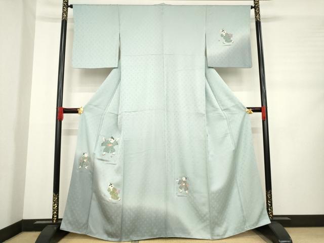 平和屋着物●訪問着 刺繍 童子 暈し染め 金糸 正絹 逸品 AABD1587ck