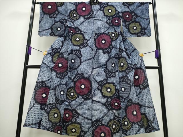 平和屋着物∴夏物　浴衣　有松鳴海絞り　切嵌舞菊文　綿　逸品　未使用　CABA0433ng