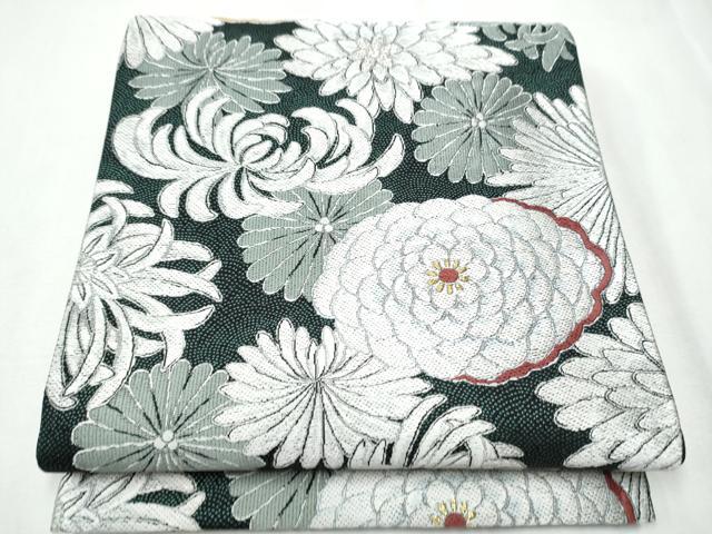 平和屋着物●六通柄袋帯　唐織　舞桜文　鮫小紋柄　金銀糸　正絹　逸品　CABA1040hy