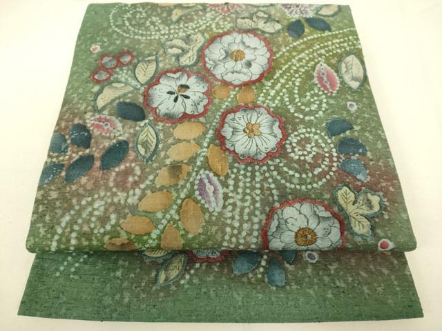 平和屋着物●太鼓柄袋帯　紬地　絞り　辻が花　正絹　逸品　DAAX8459du