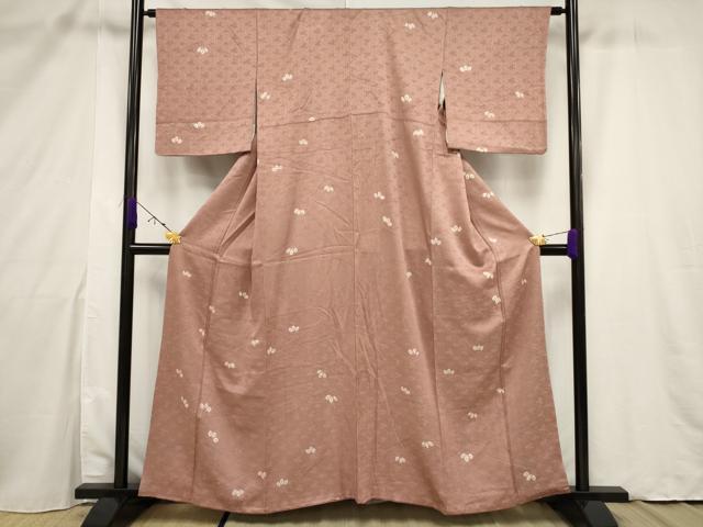 平和屋着物■上質な小紋 絞り 舞葉文 正絹 逸品 AAAT1942ru
