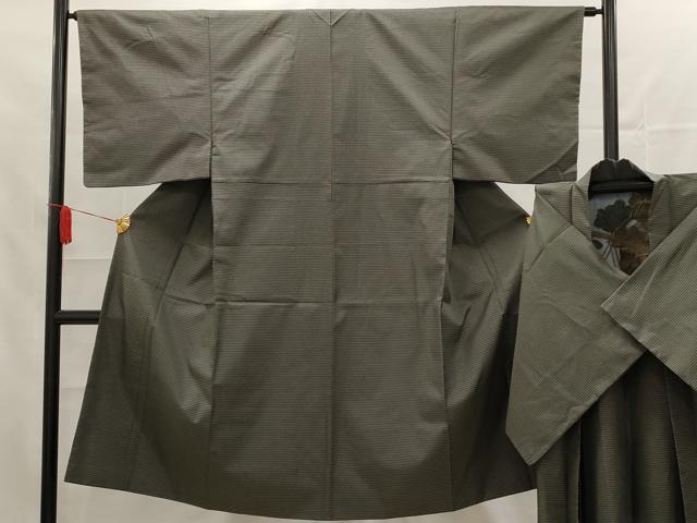 平和屋着物■男性 お召 アンサンブル 亀甲文 洗える着物 AAAT6217dt