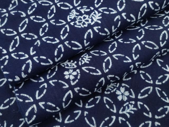 Female Yukatas - 平和屋着物∴夏物　浴衣　縦綿絽　型染め　七宝花文　綿　逸品　CAAY4608ng