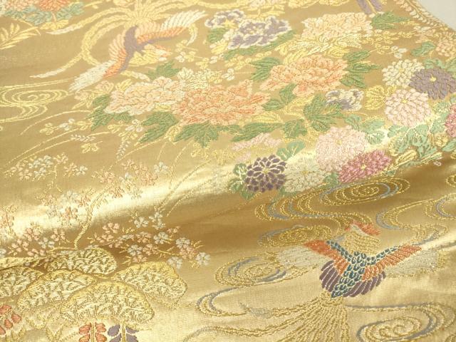 平和屋着物▼六通柄袋帯　鳳凰吉祥花文　金糸　正絹　逸品　DAAV5485az